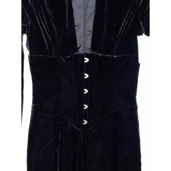 House Of CB Corset Black Velvet Plunge Neck Maxi Dress Size Small New - Picture 6 of 8